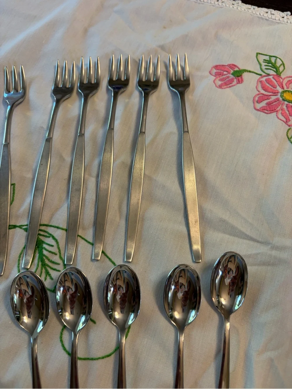 Oneida Community Vintage Frosted Cocktail Forks set of 6 with Cocktail Spoons